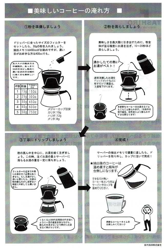 「田代珈琲」の美味しいコーヒーの淹れ方 「田代珈琲」の美味しいコーヒーの淹れ方の画像